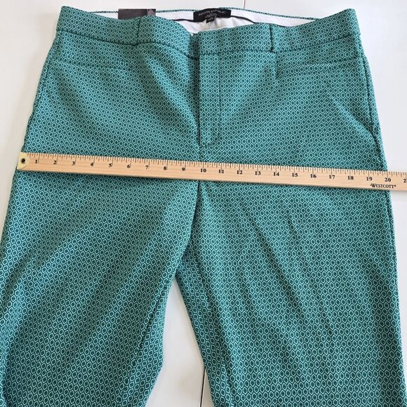 Banana Republic Pants Women 14 Green Geo Pockets Sloan Fit Stretch Ankle Office - Picture 6 of 16